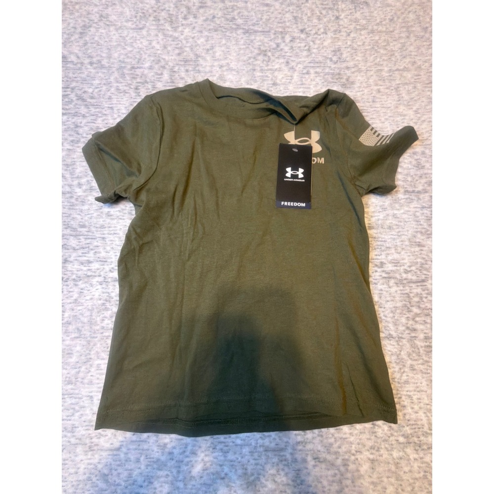 Under Armour Boys Freedom Flag T-Shirt Green Youth Small YSM NWT